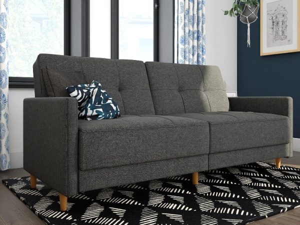 Dorel Andora Linen Sprung Sofa Bed Grey Linen Sofa Bed