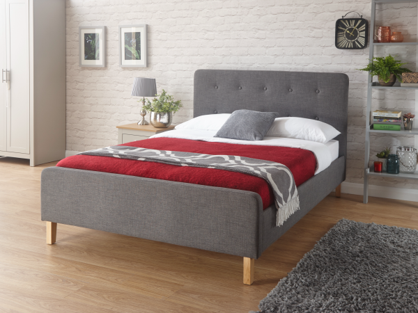 GFW Ashbourne Dark Grey King Size Grey Fabric Fabric Bed