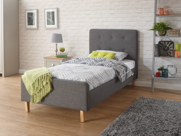 GFW Ashbourne Dark Grey Single Grey Fabric Fabric Bed