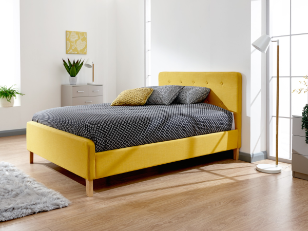 GFW Ashbourne Mustard Double Fabric Bed