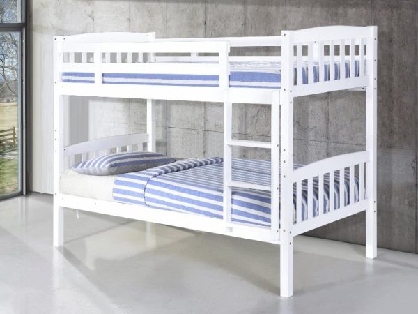 Heartlands Furniture Ashbrook Solid Wood Bunk Bed Single White Bunk Bed