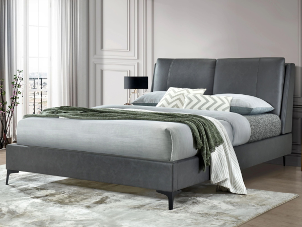 Flintshire Furniture Ashleigh King Size Grey Leather Bed