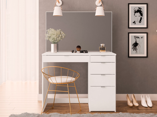 Birlea Ava 5 Drawer Dressing Table and Mirror White Dressing Table