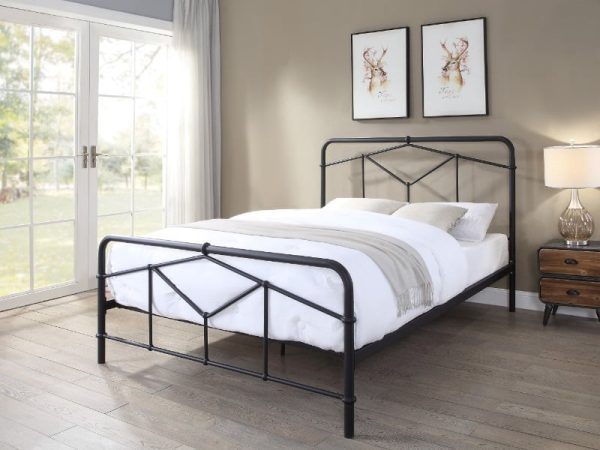 Flintshire Furniture Axton King Size Black Metal Metal Bed