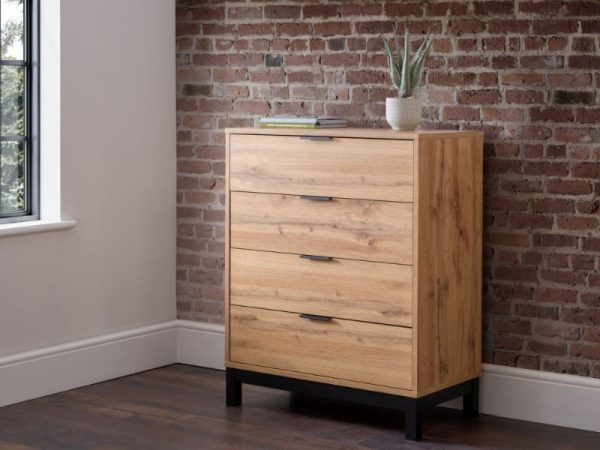 Julian Bowen Bali 4 Drawer Chest Oak Drawer Chest