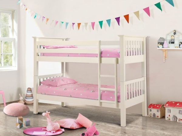 Julian Bowen Barcelona Bunk Bed Single Stone White Bunk Bed