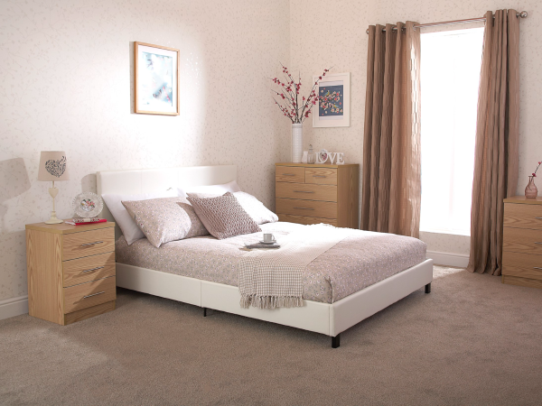 GFW Bed in a Box King Size White Faux Leather Bed