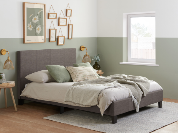 Birlea Berlin Grey Double Grey Fabric Fabric Bed