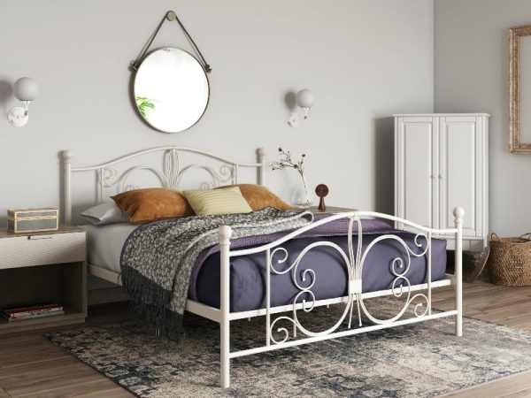 Dorel Bombay Metal Bed Double White Metal Bed