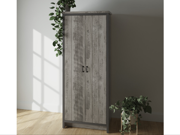 GFW Boston 2 Door Wardrobe Distressed Grey Wardrobe