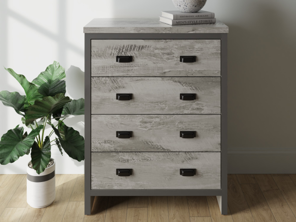 GFW Boston 4 Drawer Chest Distressed Grey Drawer Chest