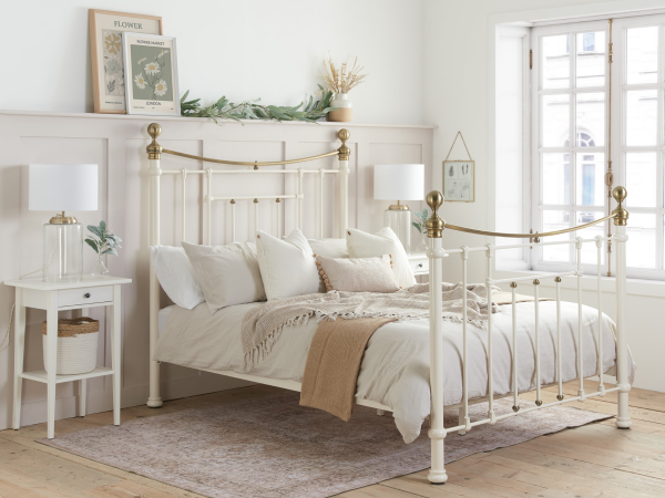 Birlea Bronte Double Cream and Brass Metal Bed