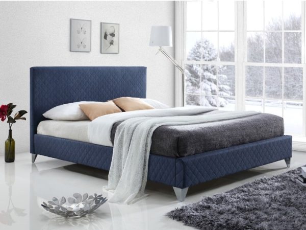 Time Living Brooklyn Double Blue Fabric Bed