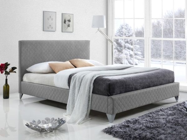 Time Living Brooklyn King Size Light Grey Fabric Bed