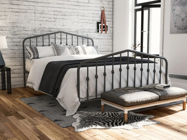 Dorel Bushwick Metal Bed King Size Grey Metal Bed