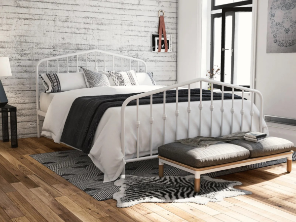 Dorel Bushwick Metal Bed King Size White Metal Bed