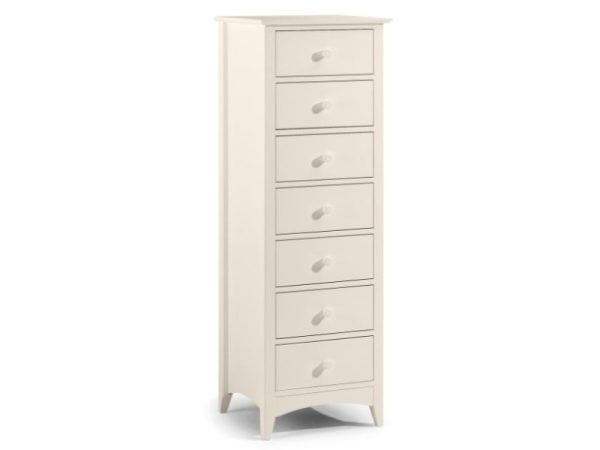 Julian Bowen Cameo 7 Drawer Narrow Chest Stone White Drawer Chest