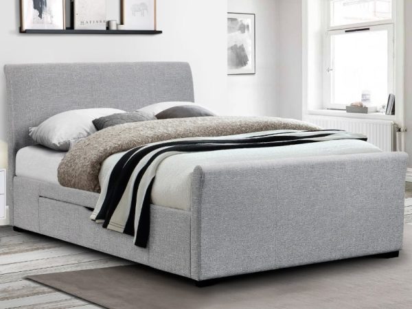 Julian Bowen Capri Bed with 2 Underbed Storage Drawers Double Light Grey Fabric Bed