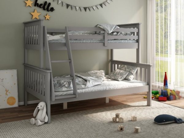 Bedmaster Carra Triple Sleeper Small Double Wood Grey Bunk Bed