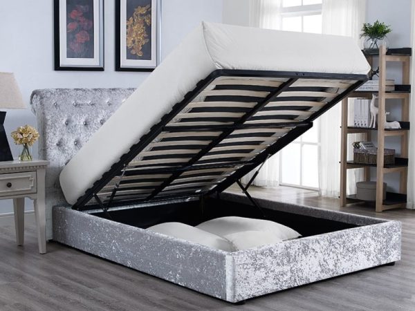 Heartlands Furniture Casablanca Ottoman Silver King Size Ottoman Bed