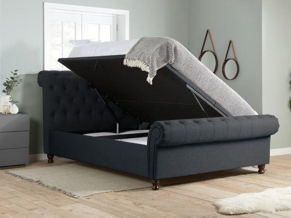 Birlea Castello Side Ottoman King Size Charcoal Ottoman Bed