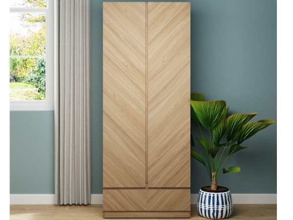 GFW Catania 2 Door 1 Drawer Wardrobe Oak Wardrobe