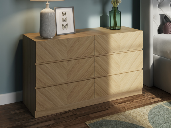 GFW Catania 3 Plus 3 Chest Oak Drawer Chest