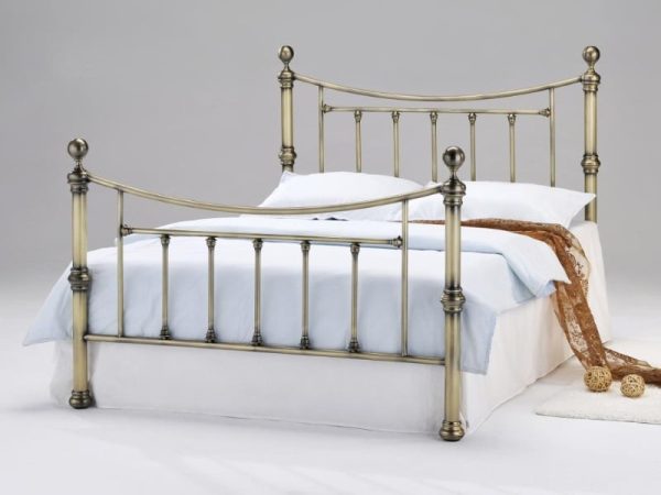 Heartlands Furniture Charlotte Antique Brass King Size Metal Bed