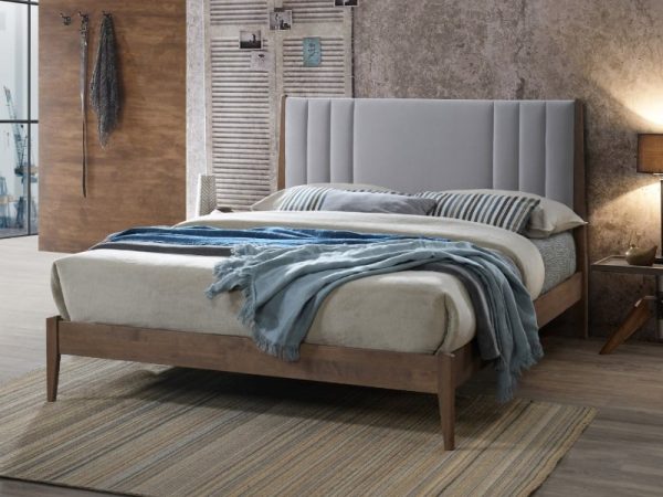 Time Living Cheslyn Double Light Grey Wooden Bed