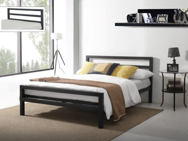 Time Living City Block King Size Black Metal Bed