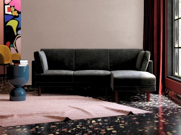 Dorel Clair Sectional Black Velvet Sofa Bed