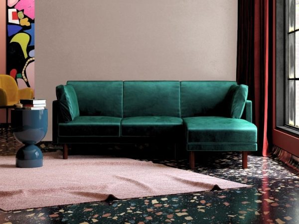 Dorel Clair Sectional Green Velvet Sofa Bed