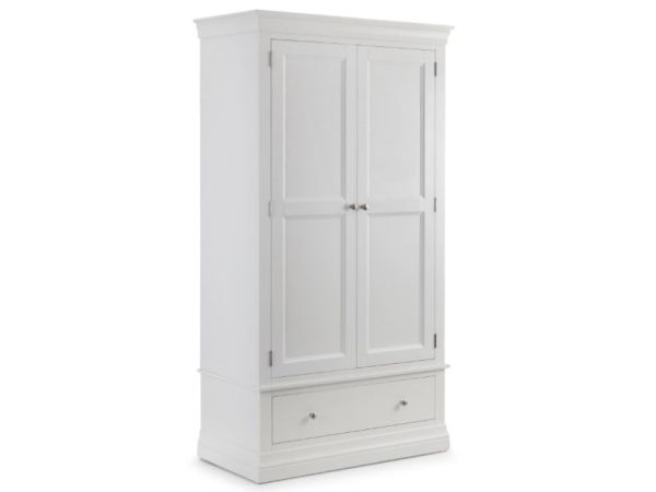 Julian Bowen Clermont 2 Door 1 Drawer Wardrobe Light Grey Wardrobe