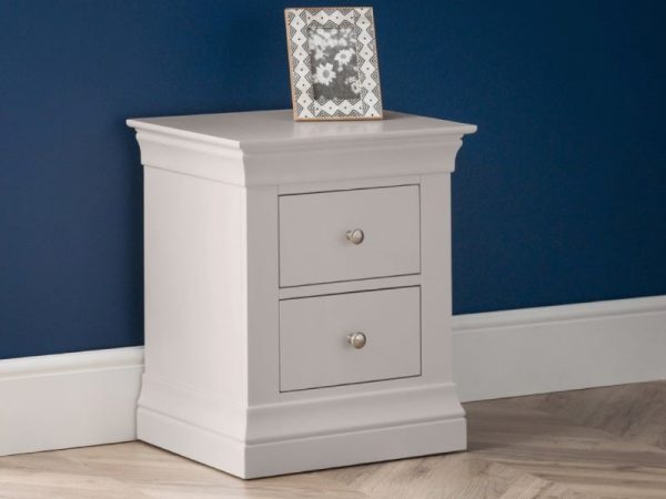 Julian Bowen Clermont 2 Drawer Bedside Light Grey Drawer Chest