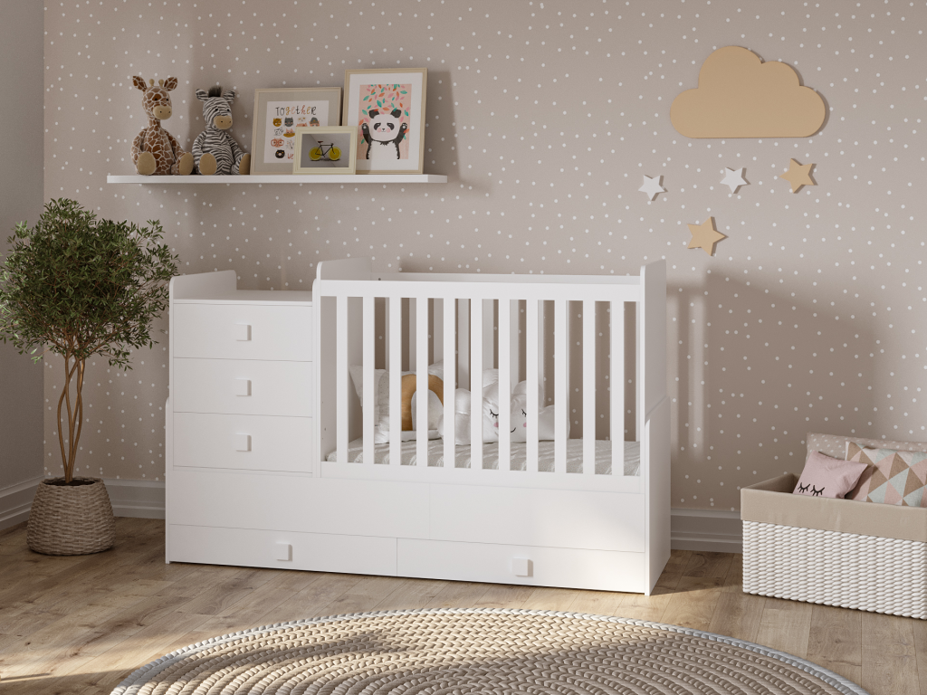 Kidsaw Combi 4in1 Cotbed White Cot Bed