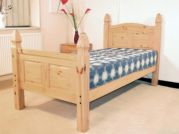 Heartlands Furniture Corona Bed High Footend King Size Pine Wooden Bed