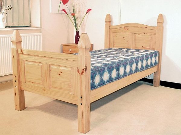 Heartlands Furniture Corona Bed High Footend Single Pine Wooden Bed