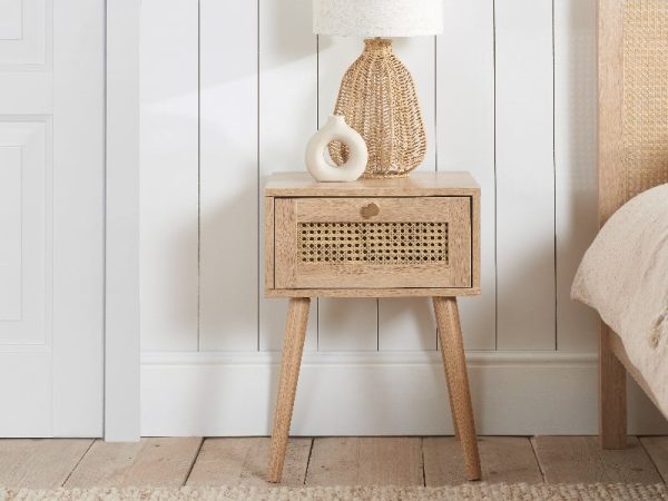 Birlea Croxley 1 Drawer Rattan Oak Bedside Chest