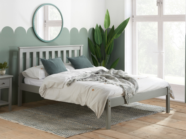 Birlea Denver Low Foot End Grey Double Wooden Bed