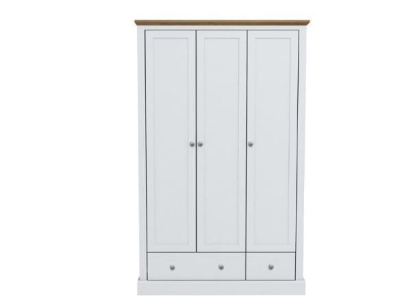 LPD Furniture Devon 3 Door 2 Drawer Wardrobe White Wardrobe