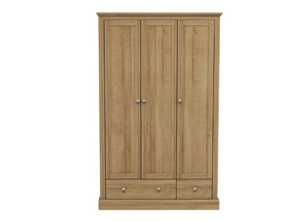 LPD Furniture Devon 3 Door 2 Drawer Wardrobe Oak Wardrobe