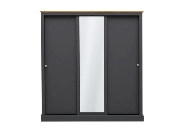 LPD Furniture Devon 3 Door Sliding Wardrobe Charcoal Wardrobe