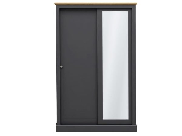 LPD Furniture Devon 2 Door Sliding Wardrobe Charcoal Wardrobe