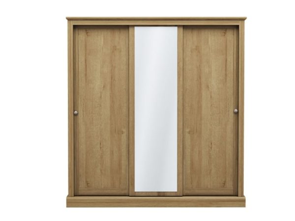 LPD Furniture Devon 3 Door Sliding Wardrobe Oak Wardrobe