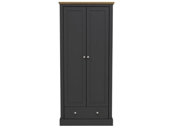 LPD Furniture Devon 2 Door Wardrobe Charcoal Wardrobe