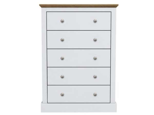 LPD Furniture Devon 5 Drawer Chest White Drawer Chest