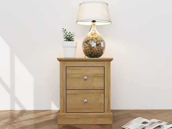 LPD Furniture Devon Bedside Cabinet Oak Bedside Chest