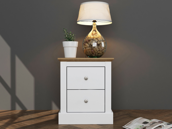 LPD Furniture Devon Bedside Cabinet White Bedside Chest