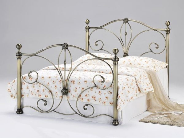 Heartlands Furniture Diane Antique Brass Bed King Size Metal Bed