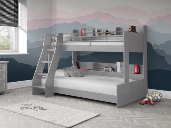 Julian Bowen Domino Triple Sleeper Small Double Light Grey Bunk Bed